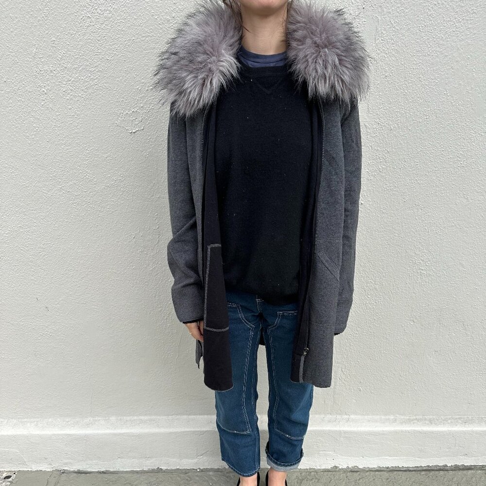 Ost cardigan / jacket with removable faux fur collar